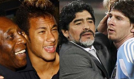 Ups... Pele Cibir 'Tubuh Pendek' Messi-Maradona