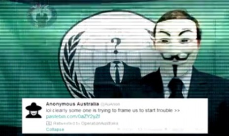 Pernyataan Anonymous Australia dalam video berjudul video YouTube bertajuk #OPAUSTRALIA MESSAGE TO INDONESIANS - WE DO NOT WAR. 