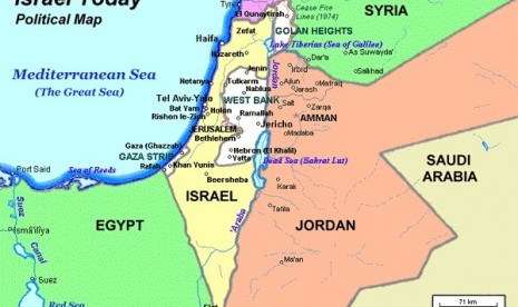 Peta wilayah Israel yang terus meluas ke negara-negara tetangganya