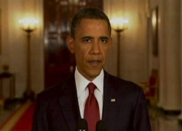 Presiden AS Barack Obama saat berpidato soal tewasnya Osama bin Laden