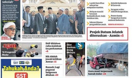 Presiden Jokowi di halaman muka Utusan Malaysia