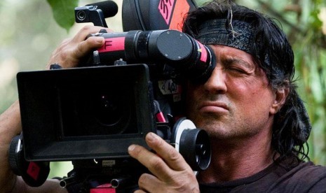 Sylvester Stallone saat menjadi sutradara di film keempat John Rambo