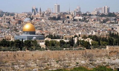 The Dome of Rock atau Masjid Kubah Batu di Yerusalem, Palestina.