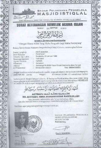 Ini Surat Mualaf Menantu Jokowi Yang Dikeluarkan Masjid
