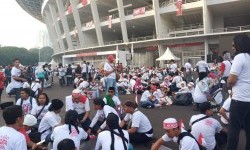 Pendukung Jokowi-Maruf Amin Datangi GBK Sejak Subuh