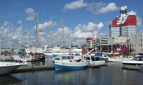 . Pemandangan pelabuhan Gothenburg dari Lilla Bommen 