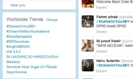 #ShameOnYouSBY jadi trending topic dunia.