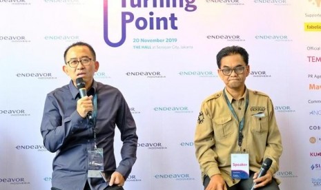 Hari Sungkari, Deputi Infrastruktur dan Ekonomi Kreatif Kemenparekraf (kanan) di Acara Scale Up Asia 2019: Turning Point di Senayan City, Jakarta