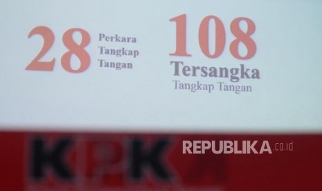 Paparam komisi pemberantasan korupsi (KPK) dalam  konferensi pers terkait  kinerja KPK selama tahun 2018 di KPK, Jakarta, Rabu (19/12).