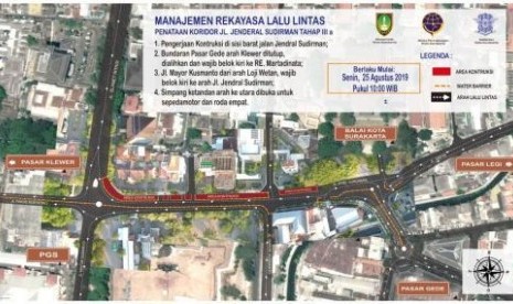  Pemerintah Kota (Pemkot) Solo segera melanjutkan penataan koridor Jalan Jendral Sudirman (Jensud), mulai Senin (26/8/2019). Terkait hal itu, Dinas Perhubungan (Dishub) Kota Solo menerapkan manajemen dan rekayasa lalu lintas di kawasan tersebut. Istimewa