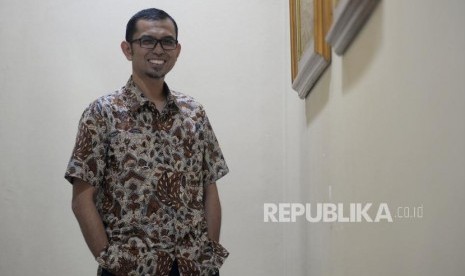 Direktur Eksekutif Laznas BSM Rizqi Okto Priansyah saat berkunjung ke kantor Republika, Jakarta, Rabu(21/2).