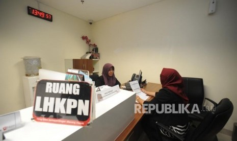  Ruangan LHKPN. Loket penyerahan Laporan Harta Kekayaan Penyelenggara Negara (LHKPN) di Gedung KPK, Jakarta. LHKPN para pejabat belakangan disorot menyusul mencuatnya kasus eks pejabat Ditjen Pajak, Rafael Alun Trisambodo. (ilustrasi)