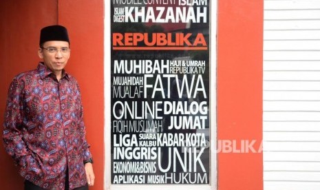 Tokoh Nasional yang juga Gubernur NTB Muhammad Zainul Majdi atau Tuan Guru Bajang (TGB) saat berkunjung ke Kantor Republika, Jakarta, Selasa (17/7).