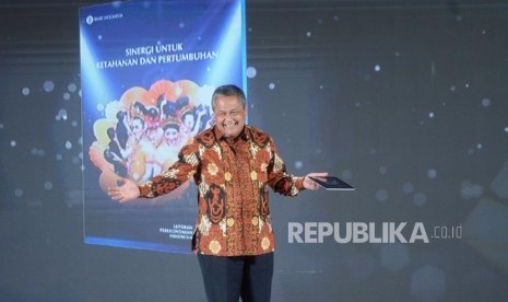 Peluncuran Buku Laporan Perekonomian Indonesia. Gubernur Bank Indonesia Perry Warjiyo meluncurkan buku Laporan Perekonomian Indonesia 2018 di Gedung Bank Indonesia, Jakarta, Rabu (27/3/2019).