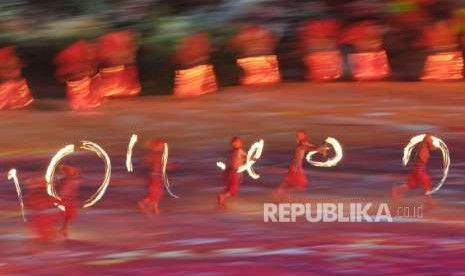 Suasana pembukaan Asian Games 2018 di Stadion GBK, Senayan, Jakarta, Sabtu (18/8).