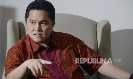 Ketua Komite Olimpiade Indonesia (KOI) yang juga anggota Komite Olimpiade Internasional (IOC) Erick Thohir saat wawancara khusus bersama Republika di Jakarta, Senin (15/7).