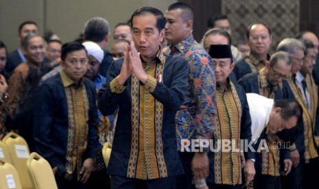 Presiden Joko Widodo hadir dalam Musyawarah Nasional (Munas) Badan Pengurus Pusat Himpunan Pengusaha Muda Indonesia (BPP HIPMI) XVI 2019 di Jakarta, Senin (16/9).