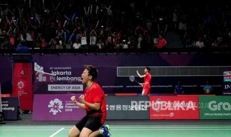 Pebulu Tangkis Indonesia Liliyana Natsir pada suatu laga Asian Games 2018, di Jakarta.