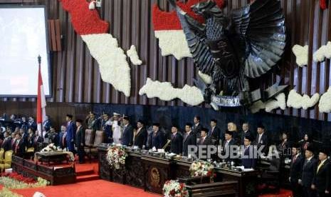 Suasana Sidang Tahunan MPR Tahun 2018 di Kompleks Parlemen, Senayan, Jakarta, Kamis (16/8).