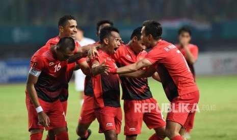 Selebrasi pemain Indonesia