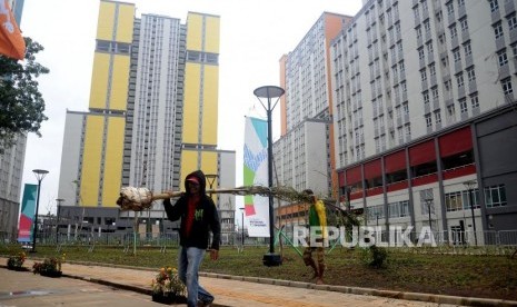 Suasana Wisma Atlet Kemayoran, Jakarta, Ahad (4/2).