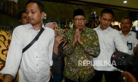 Kementerian Agama. Menteri Agama Lukman Hakim Saifuddin saat tiba di kantor Kementerian Agama, Jakarta, Senin (18/3).