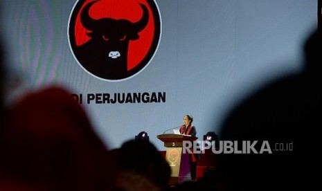 Ketua Umum PDIP Megawati Soekarnoputri memberikan sambutan saat puncak peringatan HUT PDIP ke 46 di JI-Expo, Kemayoran, Jakarta Pusat, Kamis (10/1/2019).