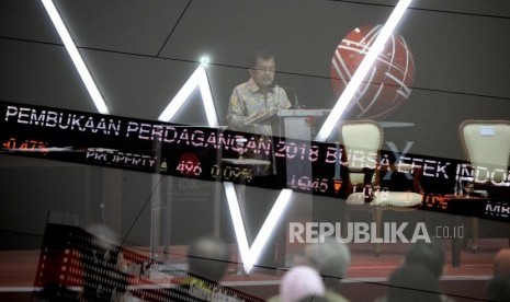 Vice President Jusuf Kalla states his opening remarks at the Commerce 2018 at the Indonesian Stock Exchange, Jakarta, on Tuesday.