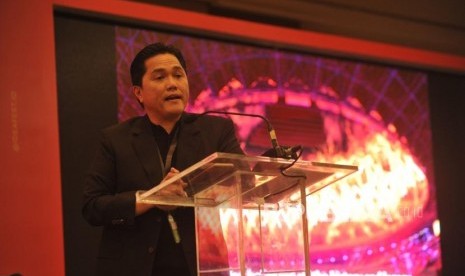 Pendiri Mahaka Grup, Erick Thohir memberikan materi  dalam acara di Ideafest, Jakarta, Jumat (26/10).