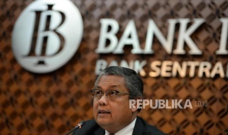 Bank Indonesia (BI): Gubernur Bank Indonesia (BI) Perry Warjiyo menyampaikan pemaparan hasil Rapat Dewan Gubernur (RDG) Bank Indonesia di Bank Indonesia, Jakarta, Kamis (21/2).