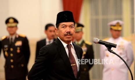 Kepala Badan Siber dan Sandi Negara Djoko Setiadi sebelum mengikuti pengambilan sumpah jabatan Kepala BSSN oleh Presiden Joko Widodo di Istana Negara, Jakarta, Rabu (3/1).