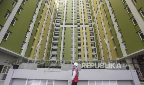 Pasar Rumput diresmikan Agustus. Suasana rusunawa di pasar rumput daerah Manggarai, Jakarta, Kamis (18/7).