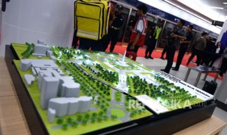 Peresmian MRT Fase 1. Maket pembangunan MRT dipajang saat peresmian di Stasiun MRT Bundaran Hotel Indonesia, Jakarta, Ahad (24/3/2019).