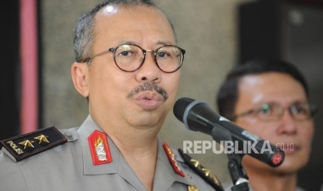 Kepala Divisi Humas Polri Irjen (Pol) Setyo Wasisto  memberikan keterangan kepada wartawan mengenai pertemuan Kapolri dengan Ketua Dewan Pengarah Badan Pembinaan Ideologi Pancasila (BPIP) Megawati Soekarnoputri di Mabes Polri, Jakarta, Rabu (21/3).