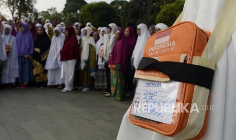 Sejumlah calon jamaah haji saat mengikuti manasik haji.