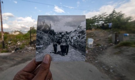 Poros Jalan Suharto yang terdampak likuefaksi di Kelurahan Petobo, Palu, Sulawesi Tengah. Lokasi seluas 186 hektar tersebut kini menjadi Memorial Park dan kawasan 