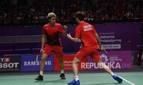 Ganda putra Indonesia, Kevin  Sanjaya dan Marcus Fernaldi.