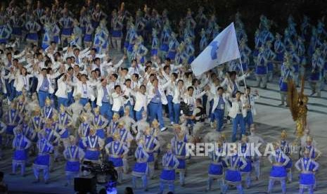 Athletes from South Korea and North Korea paraded under one flag, which is 