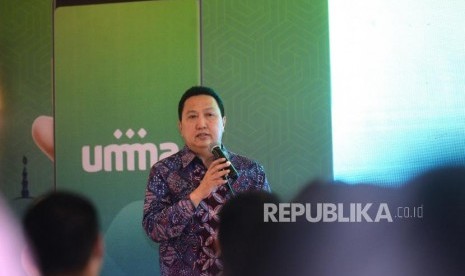 Peluncuran UMMA. Share Holder UMMA Garibaldi Thohir  saat meluncurkan aplikasi mobile UMMA di Jakarta, Kamis (25/4).