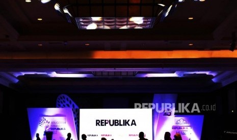  Suasana panggung saat akan digelarnya Anugerah Syariah Republika (ASR) 2017 di Jakarta, Rabu (6/12) malam.