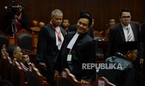 Tim Kuasa Hukum Joko Widodo-Ma'ruf Amin, Yusril Ihza Mahendra saat menghadiri sidang lanjutan Perselisihan Hasil Pemilihan Umum (PHPU) Pemilihan Presiden (Pilpres) 2019 di Gedung Mahkamah Konstitusi, Jakarta, Rabu (19/6).