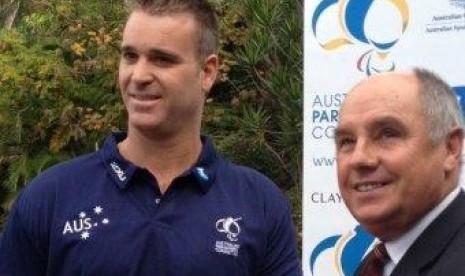 Brad Ness, atlet paralympic asal Australia Barat dan Menteri Olahraga Terry Waldron 