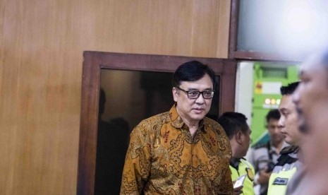 Terdakwa kasus dugaan suap perizinan proyek Meikarta Billy Sindoro berjalan menuju ruang sidang sebelum sidang putusan di pengadilan Tipikor, Bandung, Jawa Barat, Selasa (5/3/2019).