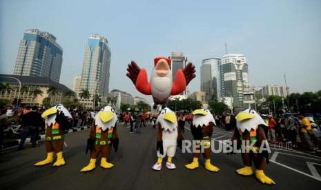 Maskot Asian Paragames, Momo dalam Parade Momo Asian Paragames, Jakarta, Ahad (23/9).