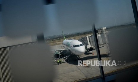 Sejumlah maskapai terparkir di Bandara Internasional Ahmad Yani, Kota Semarang, Jawa Tengah.