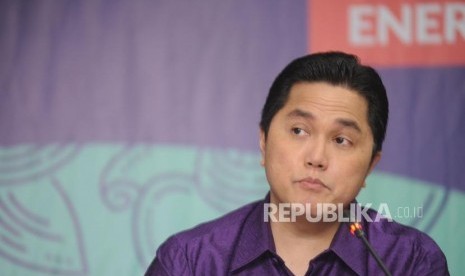 Menteri BUMN Erick Thohir mengunjungi salah satu lokasi pembangunan pabrik minyak makan merah di Deli Serdang, Sumatera Utara.