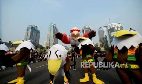 Maskot Asian Paragames, Momo dalam Parade Momo Asian Paragames, Jakarta, Ahad (23/9).