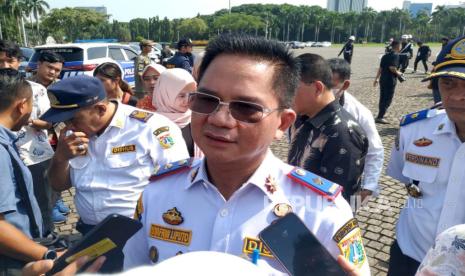 Kepala Dishub DKI Jakarta, Syafrin Liputo saat diwawancara di Monas, Jakarta Pusat, Kamis (4/4/2024). 