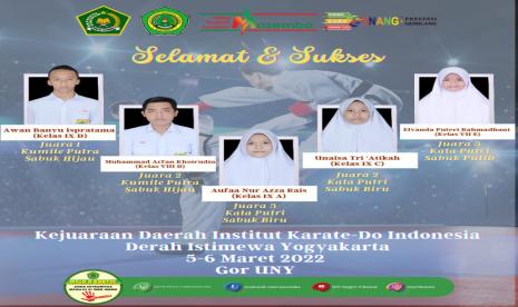 MTsN 9 Bantul Raih 5 Kejuaraan Karate Kejurda DIY