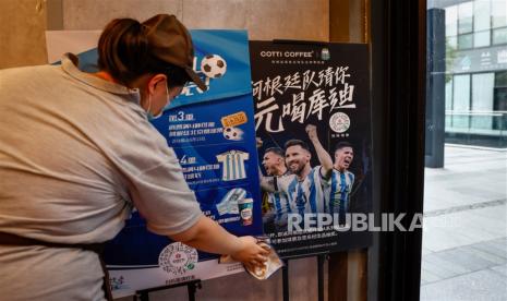 Poster Lionel Messi di Cina. 